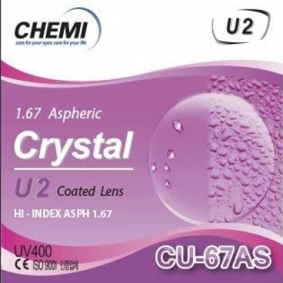 Tròng Kính Chemi U2 Crystal Coated 1.67ASP UV400 