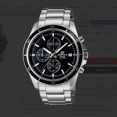 ĐỒNG HỒ CASIO EDIFICE EFR-526D-1AVUDF CHÍNH HÃNG