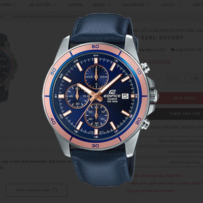 Đồng hồ Casio Edifice EFR-526L-2AVUDF Chính Hãng